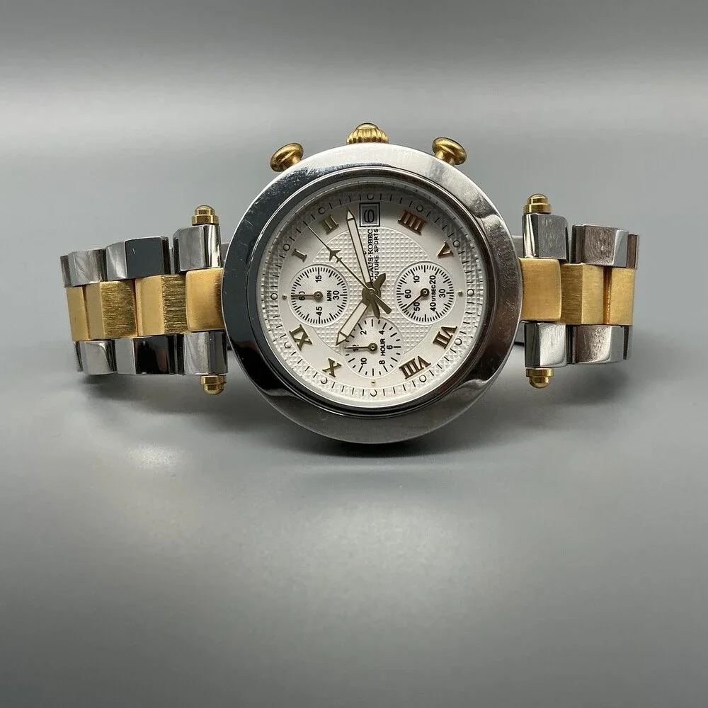 Klaus Kobec Mens Watch 38mm Two Tone Chronograph KKG1913 New Battery 7.25